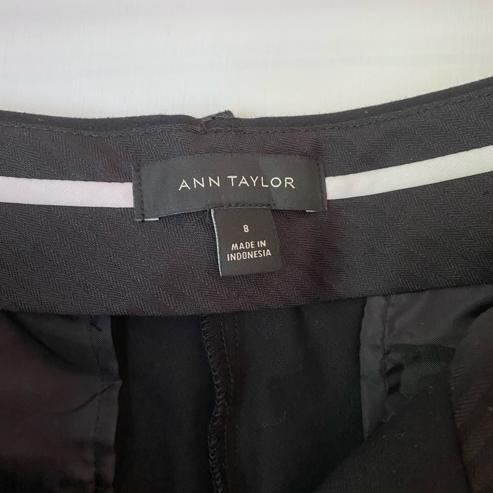 Ann Taylor tailored straight black cotton.  Size 8